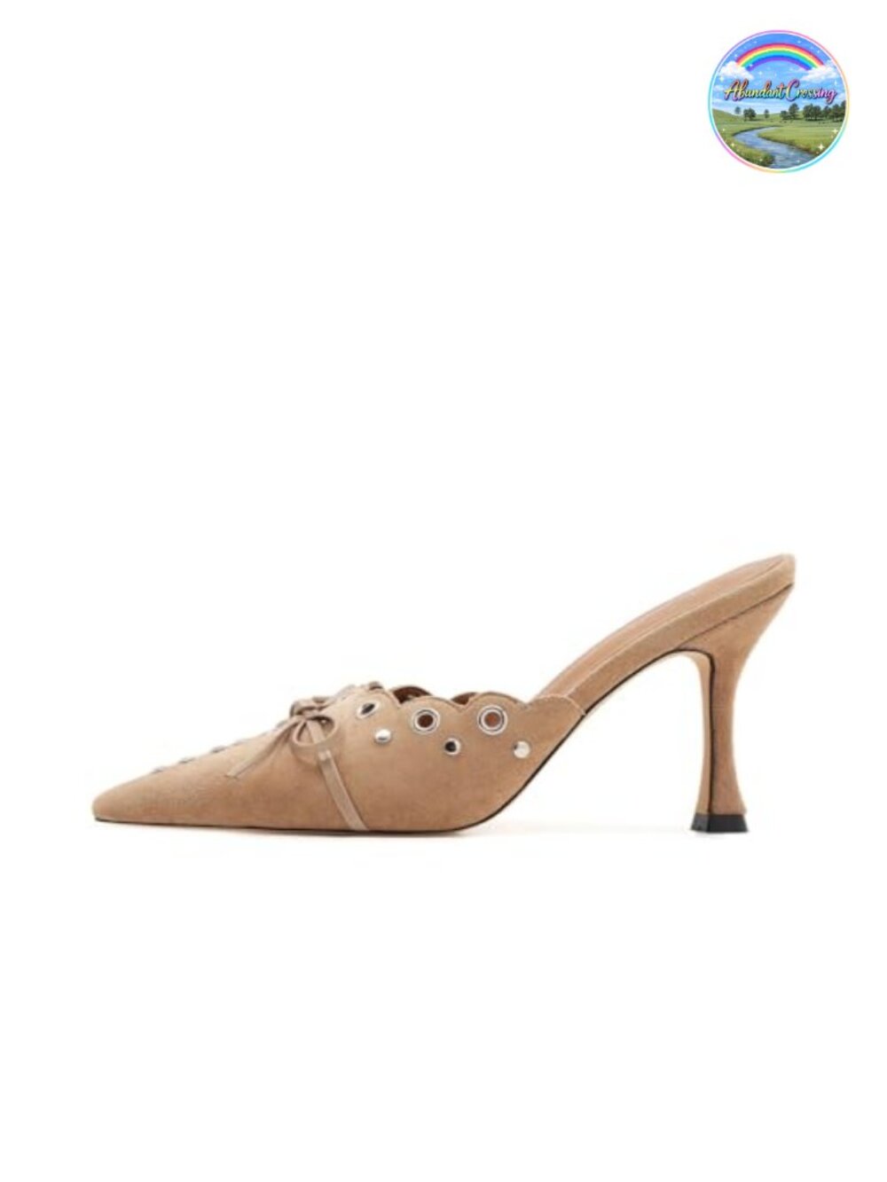 Suede Kitten Heel Mules Pointed Toe Bow Stiletto Slides Women's Party Heels